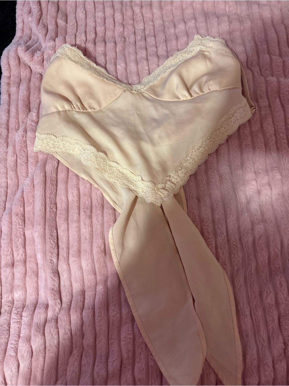 Forever 21 Cream Lace-Trim Satin Chemise